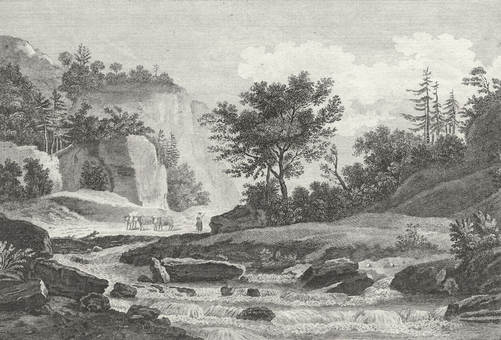 GOTTERON. River Friburg. Swiss FRIBORG. Sparrow 1810 old antique print picture